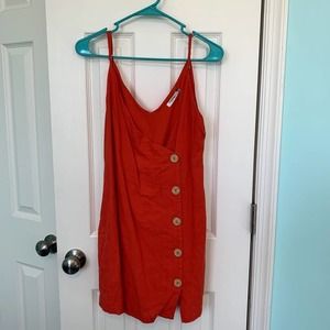 Lush Orange Billie Button Front Mini Wrap Dress Size‎ Large